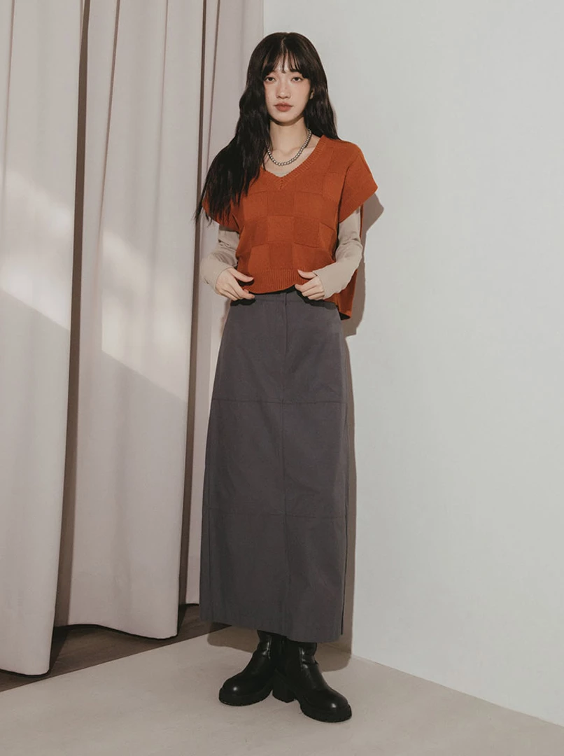 中低腰直筒西裝裙