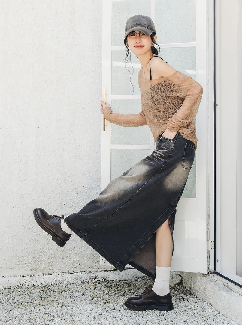 刷舊復古牛仔裙