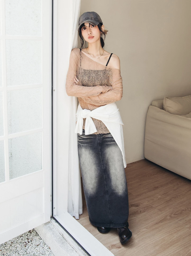 刷舊復古牛仔裙