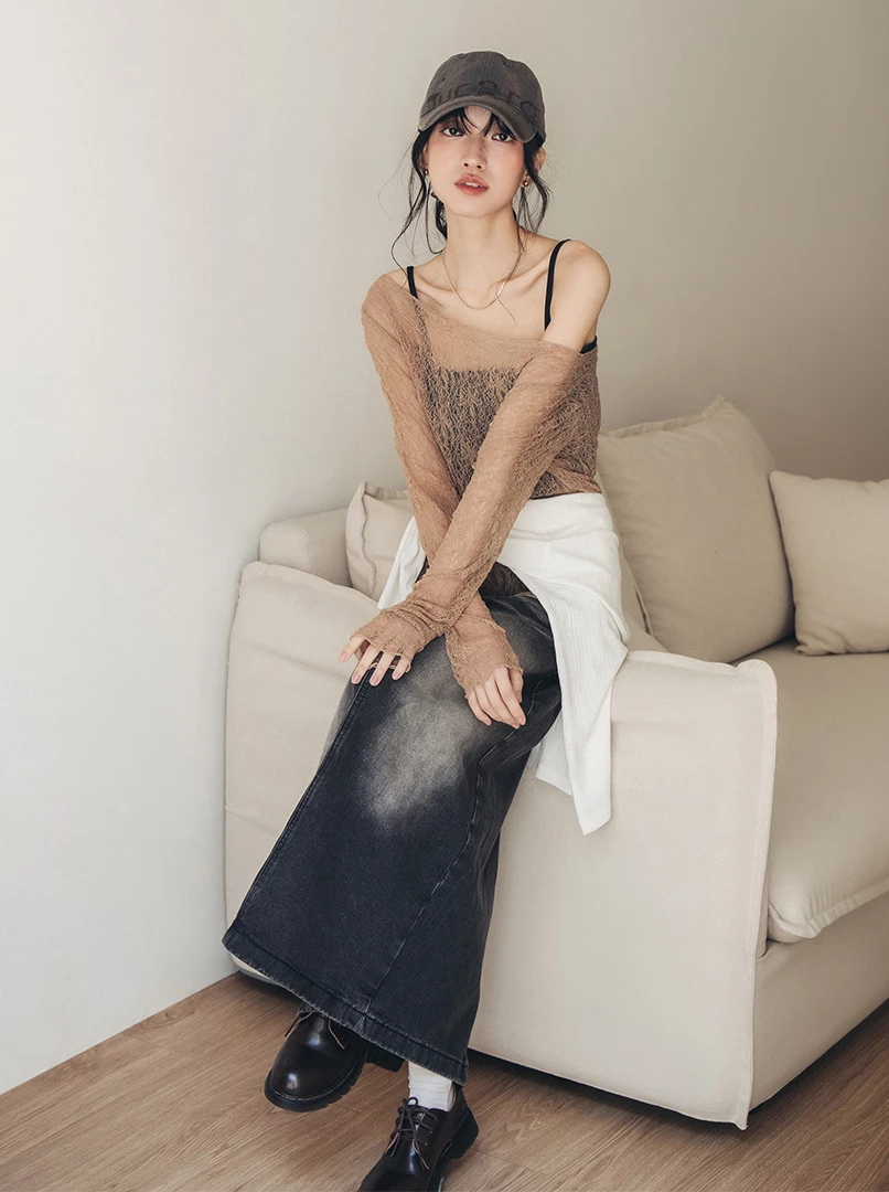 刷舊復古牛仔裙