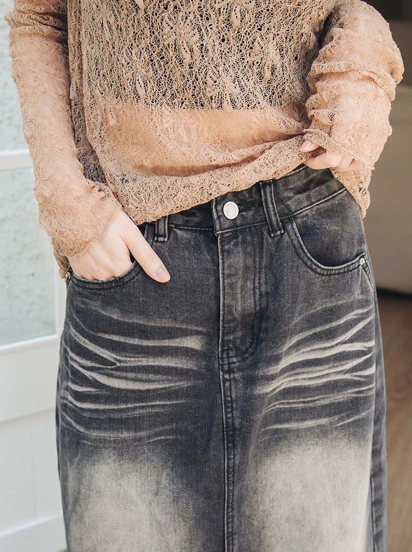 刷舊復古牛仔裙