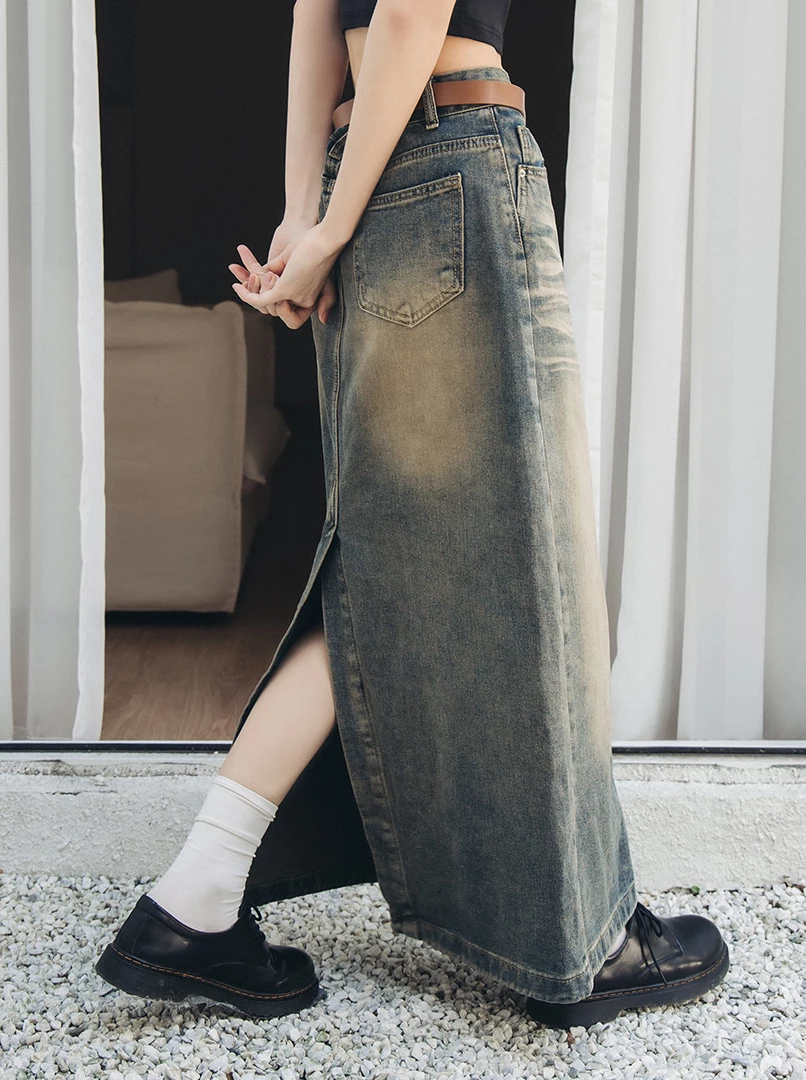 刷舊復古牛仔裙