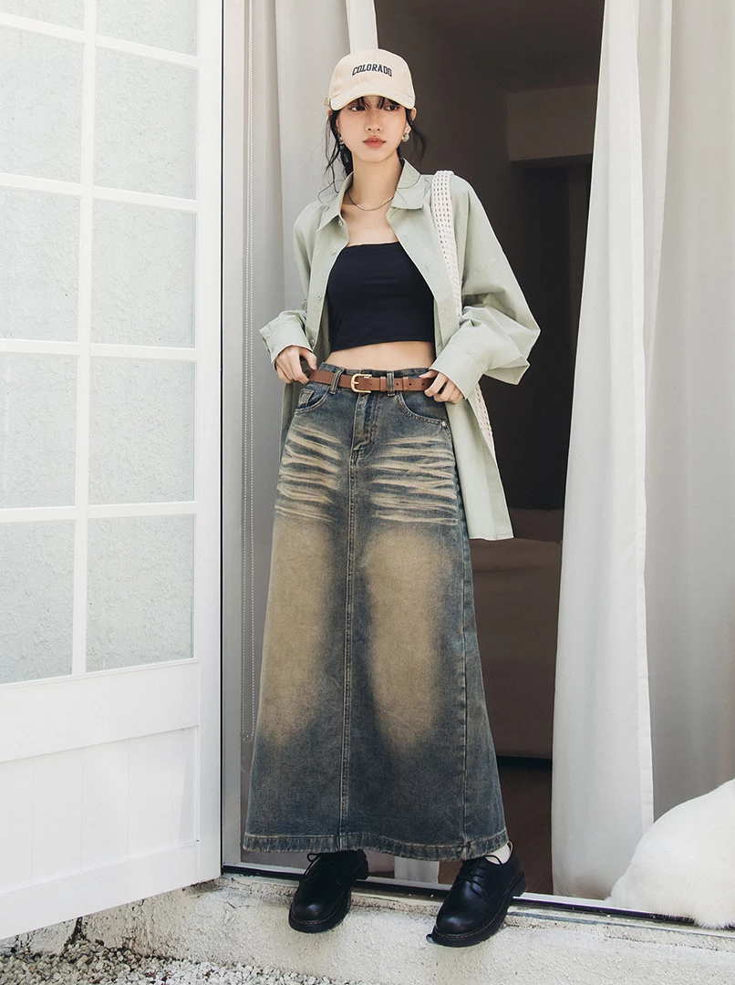 刷舊復古牛仔裙