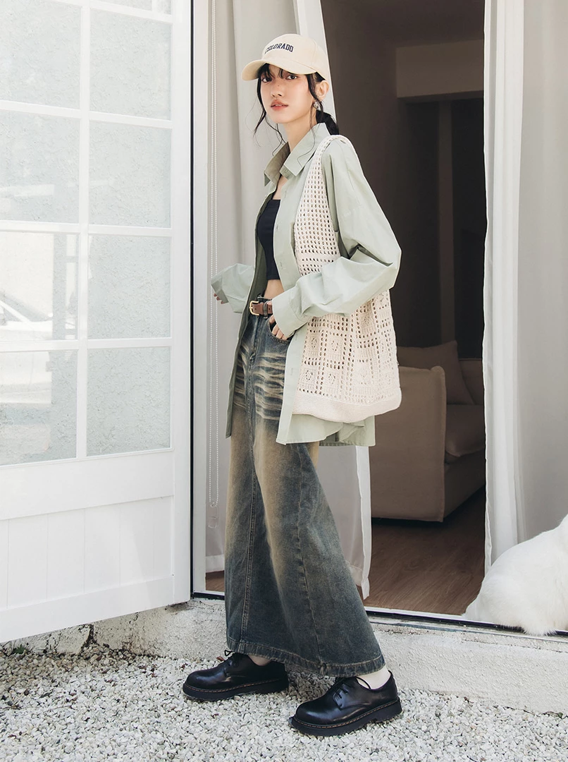 刷舊復古牛仔裙