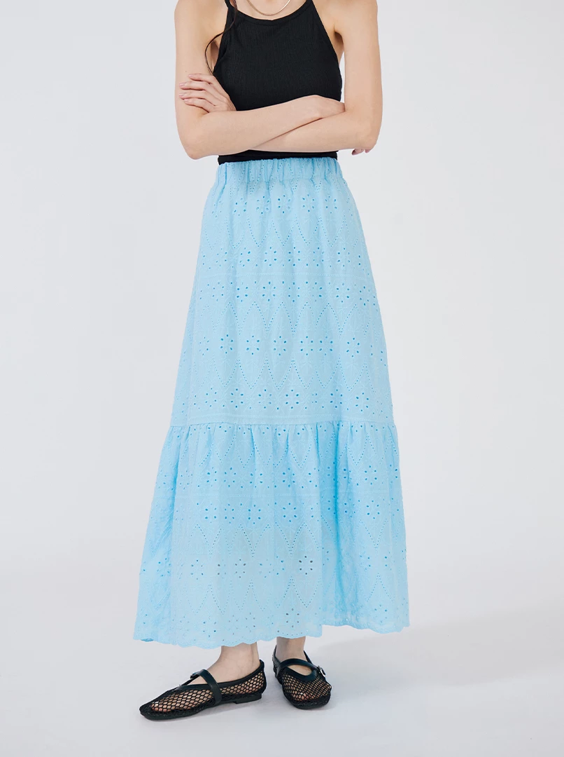 燒花鬆緊腰頭長裙