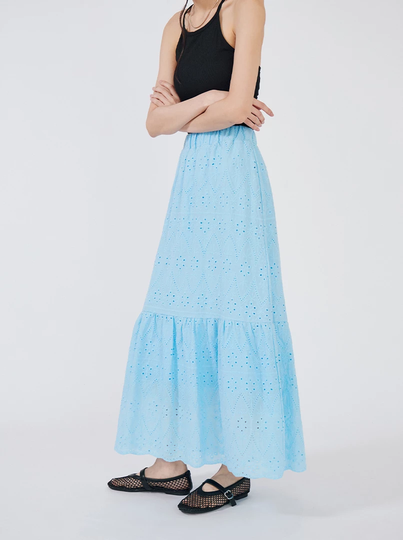 燒花鬆緊腰頭長裙