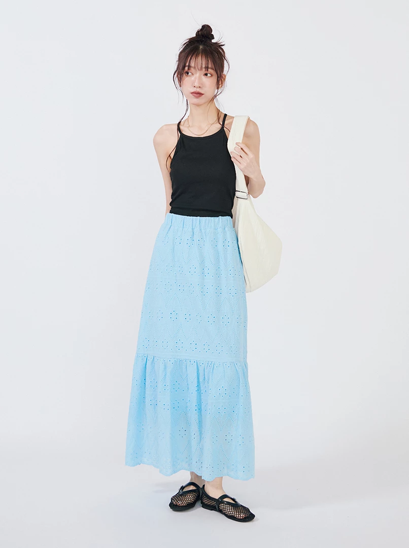 燒花鬆緊腰頭長裙