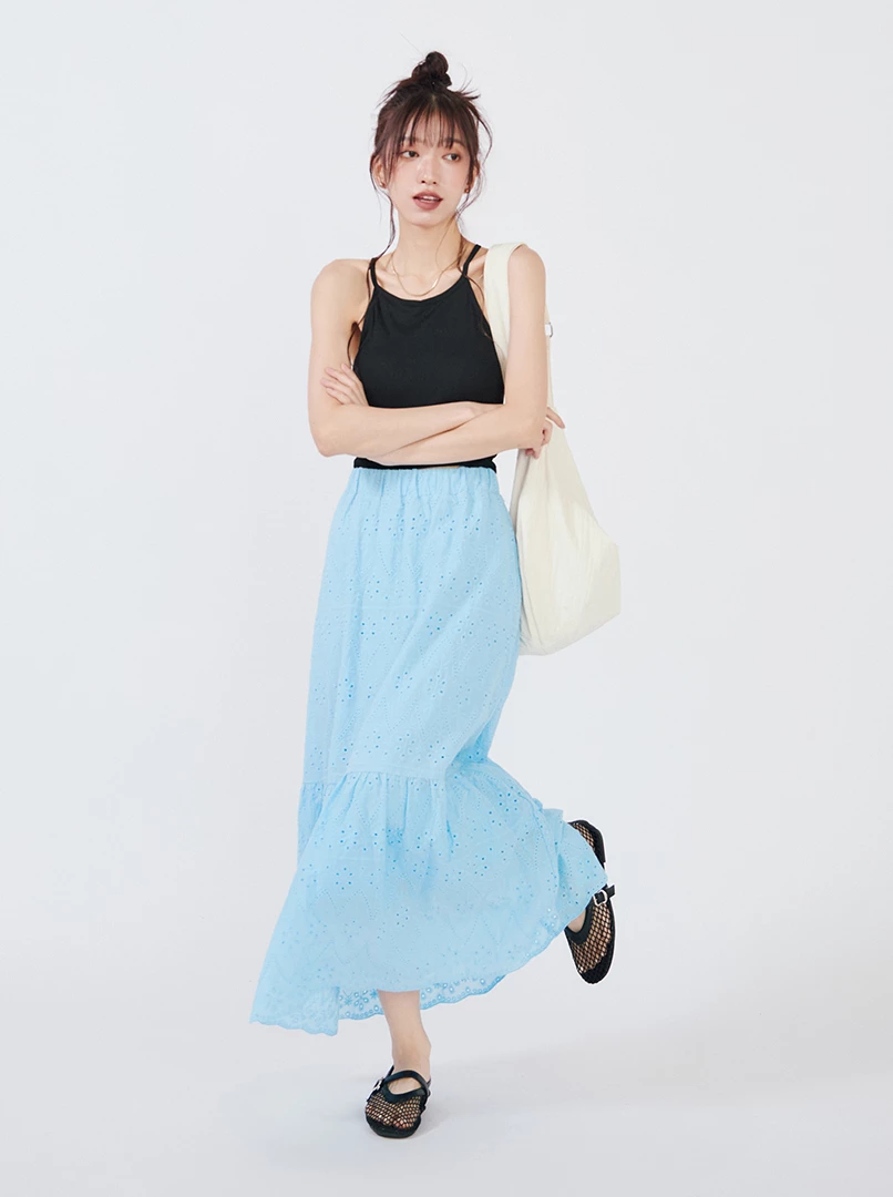 燒花鬆緊腰頭長裙