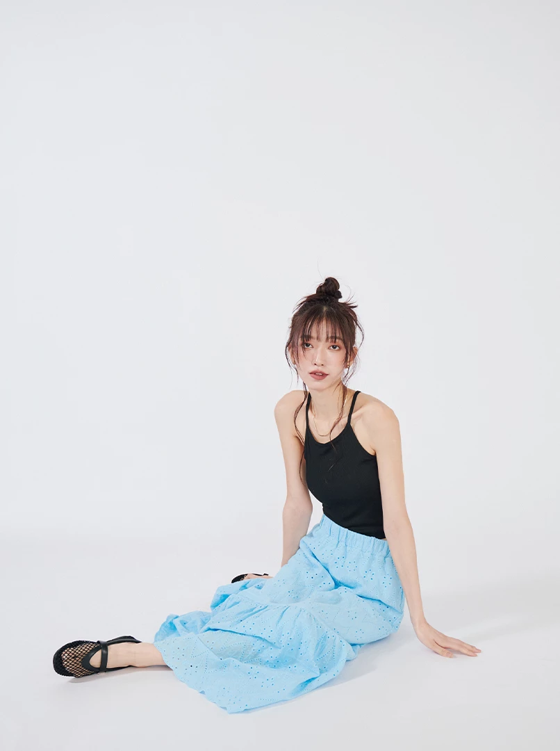 燒花鬆緊腰頭長裙