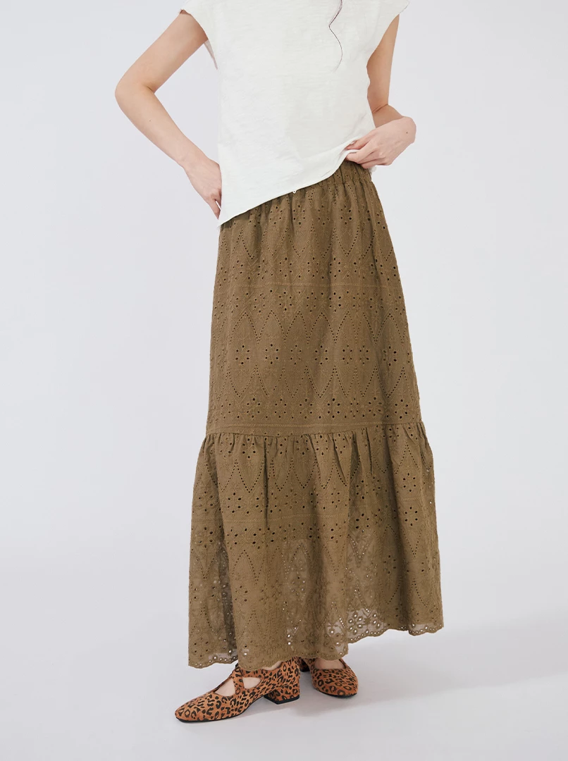 燒花鬆緊腰頭長裙