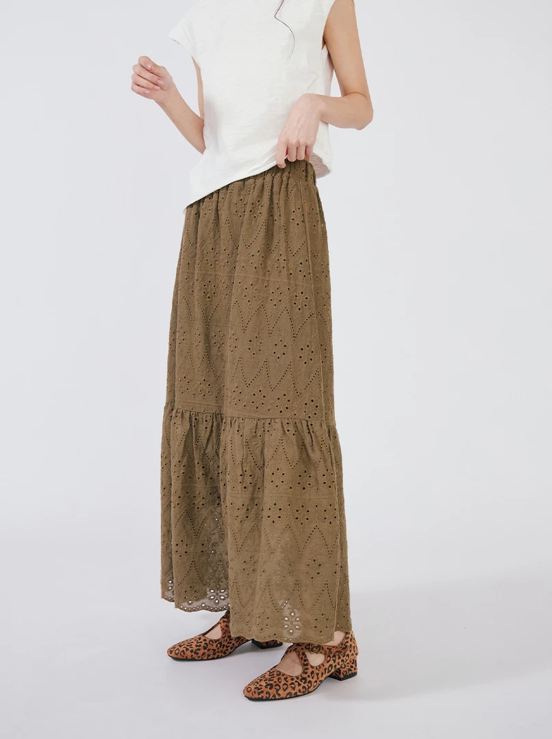 燒花鬆緊腰頭長裙