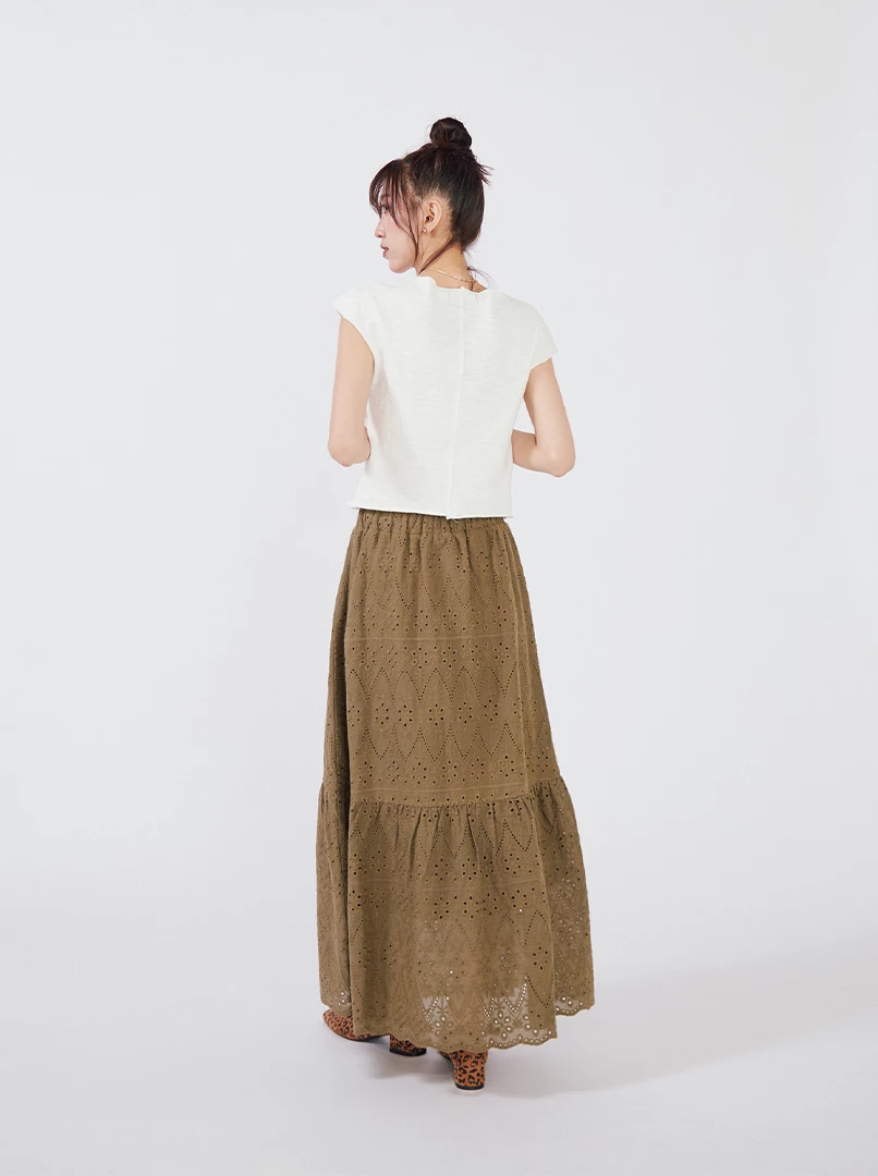 燒花鬆緊腰頭長裙