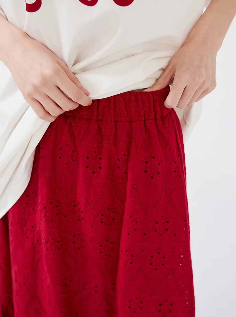 燒花鬆緊腰頭長裙