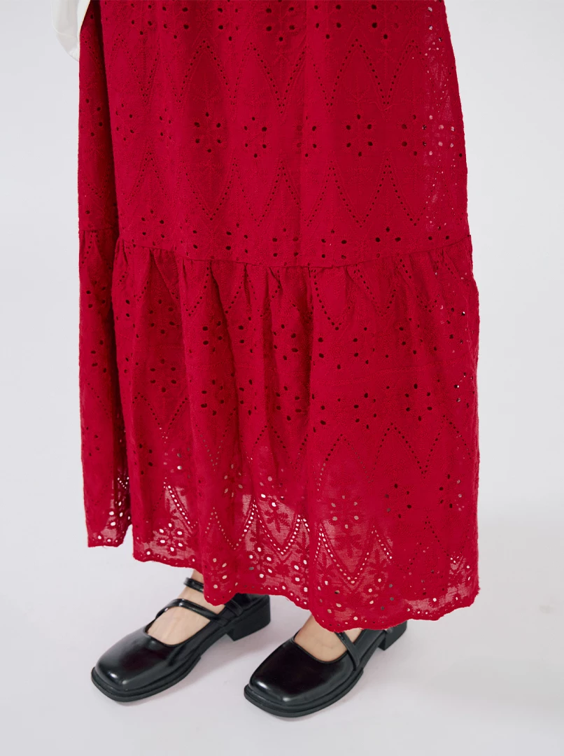 燒花鬆緊腰頭長裙