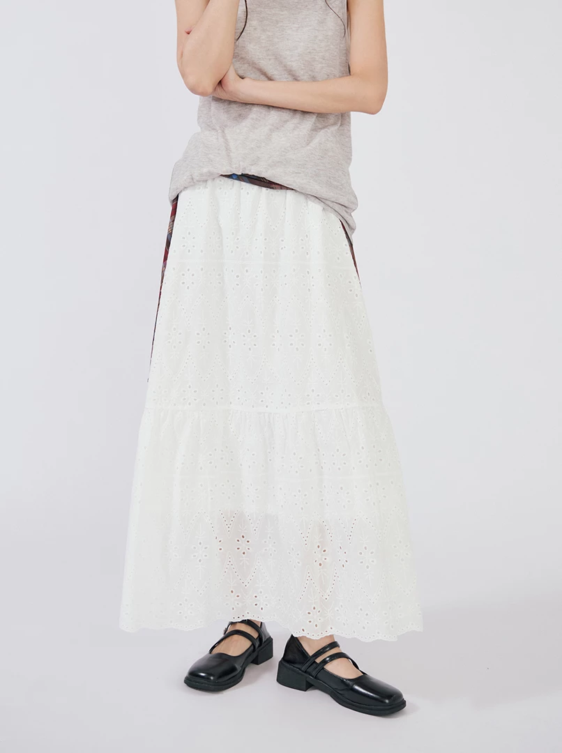 燒花鬆緊腰頭長裙