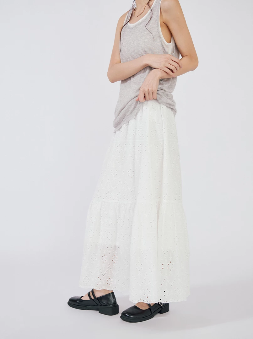 燒花鬆緊腰頭長裙