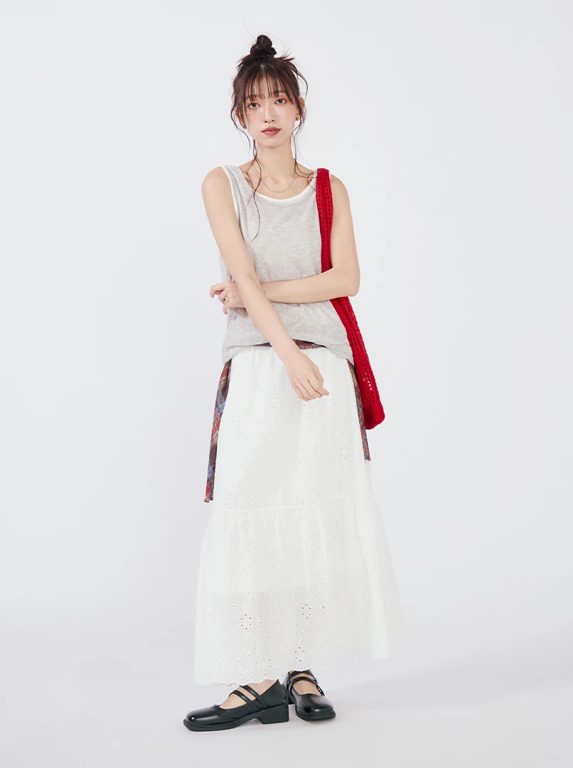 燒花鬆緊腰頭長裙