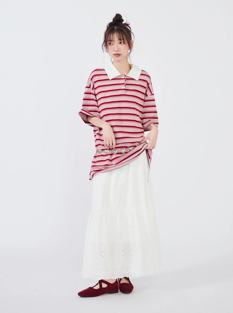 燒花鬆緊腰頭長裙