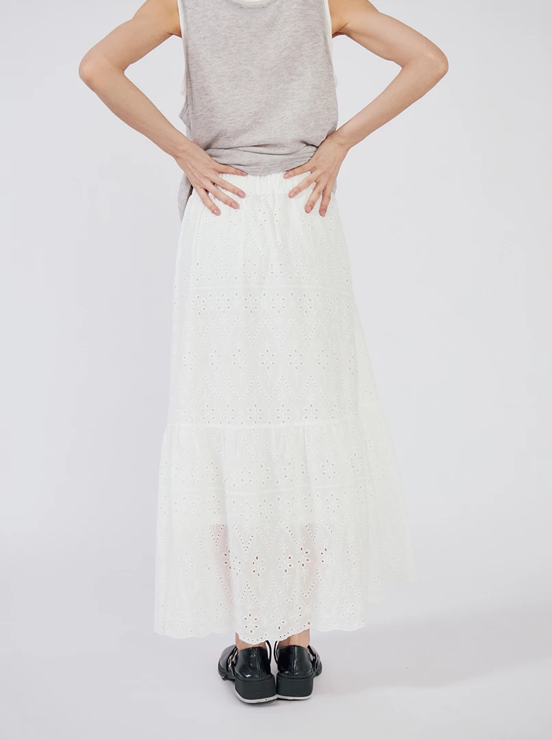 燒花鬆緊腰頭長裙