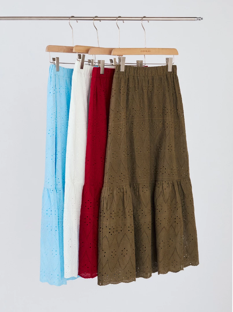 燒花鬆緊腰頭長裙