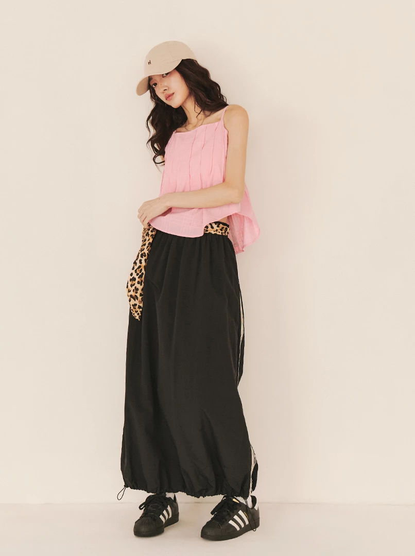 兩側織帶休閒長裙