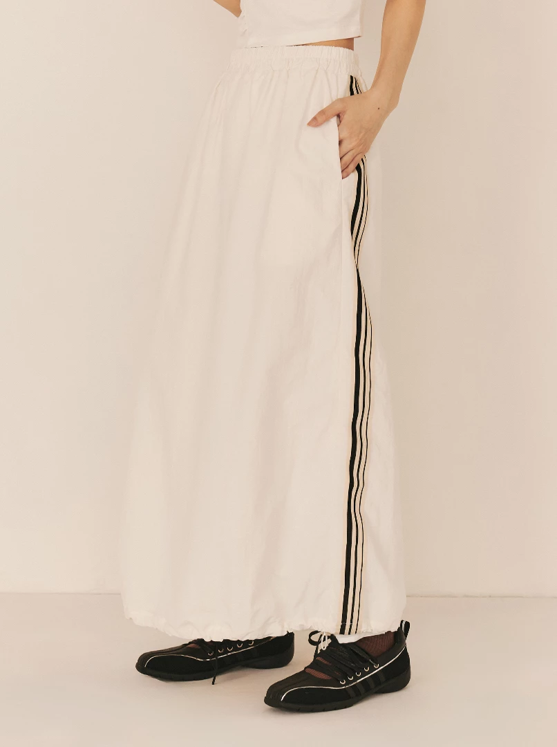 兩側織帶休閒長裙