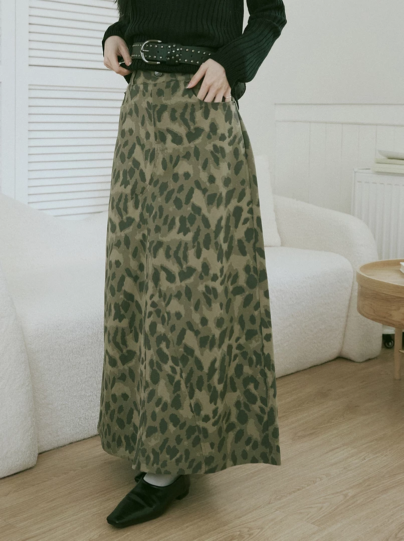 迷彩mix豹紋長裙