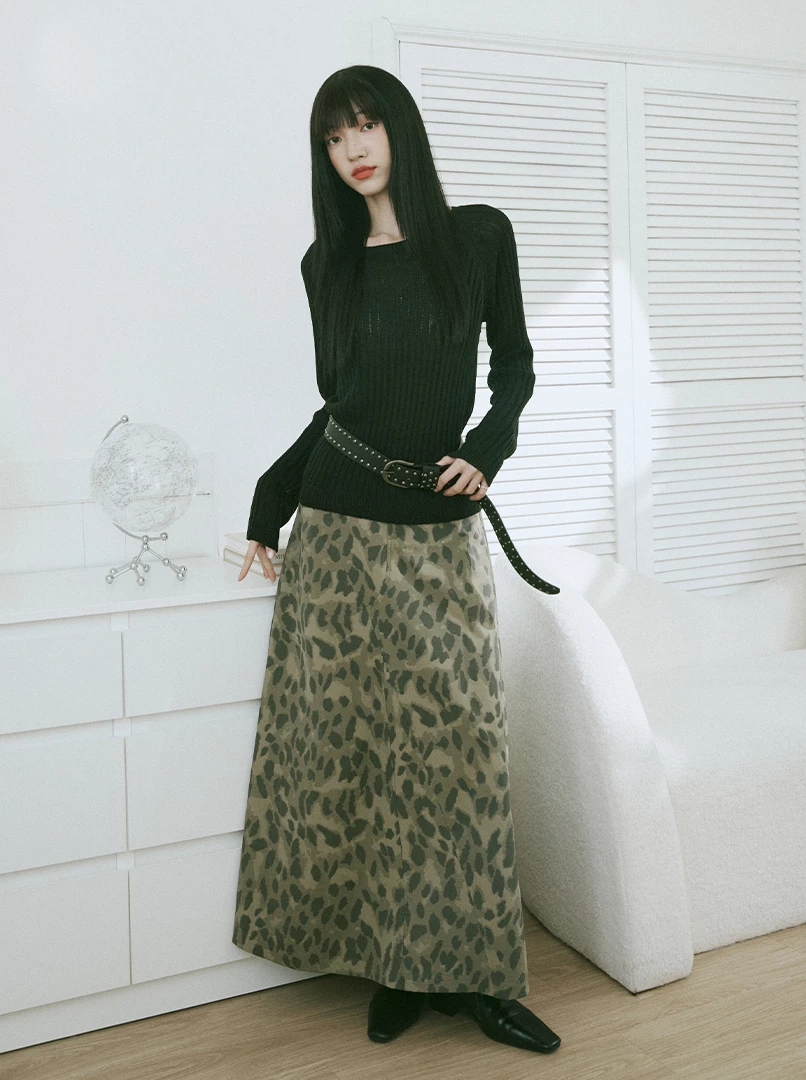 迷彩mix豹紋長裙