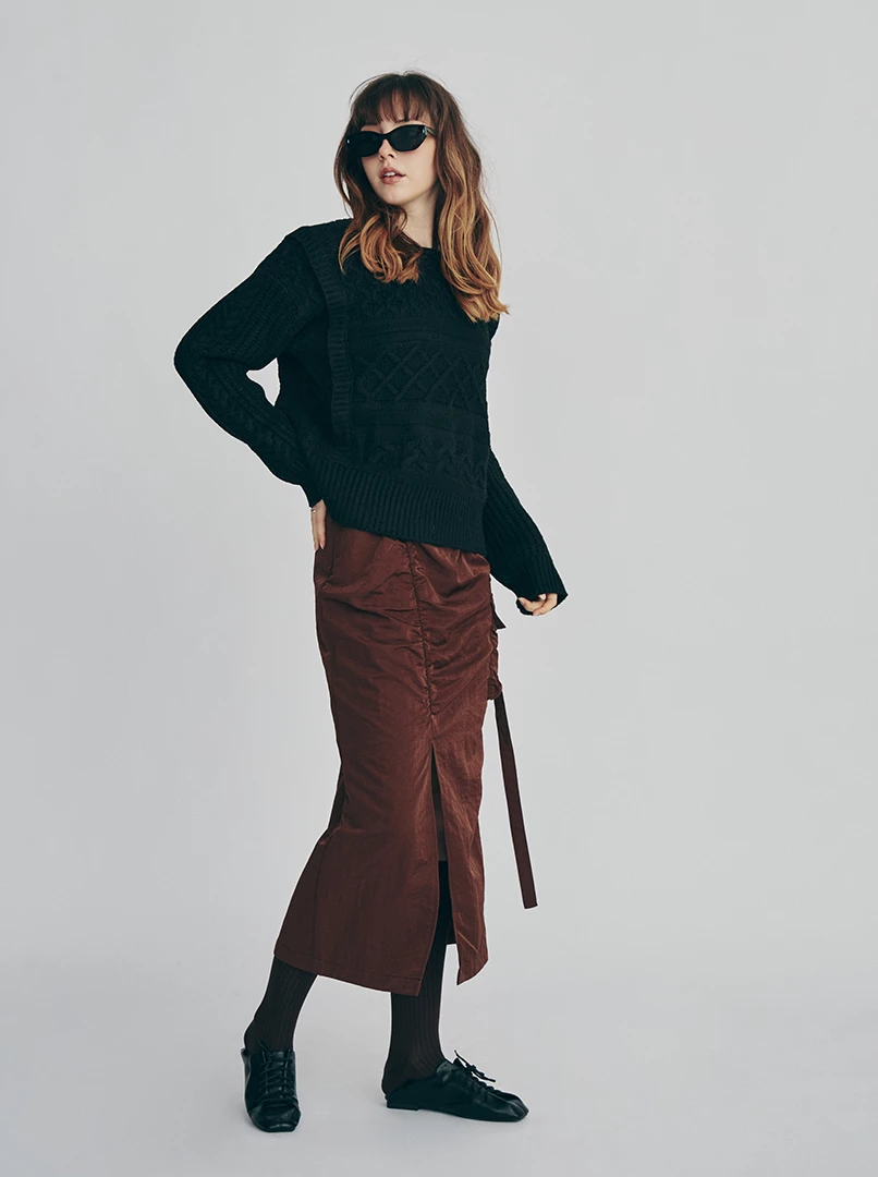 百搭抽皺造型工裝裙