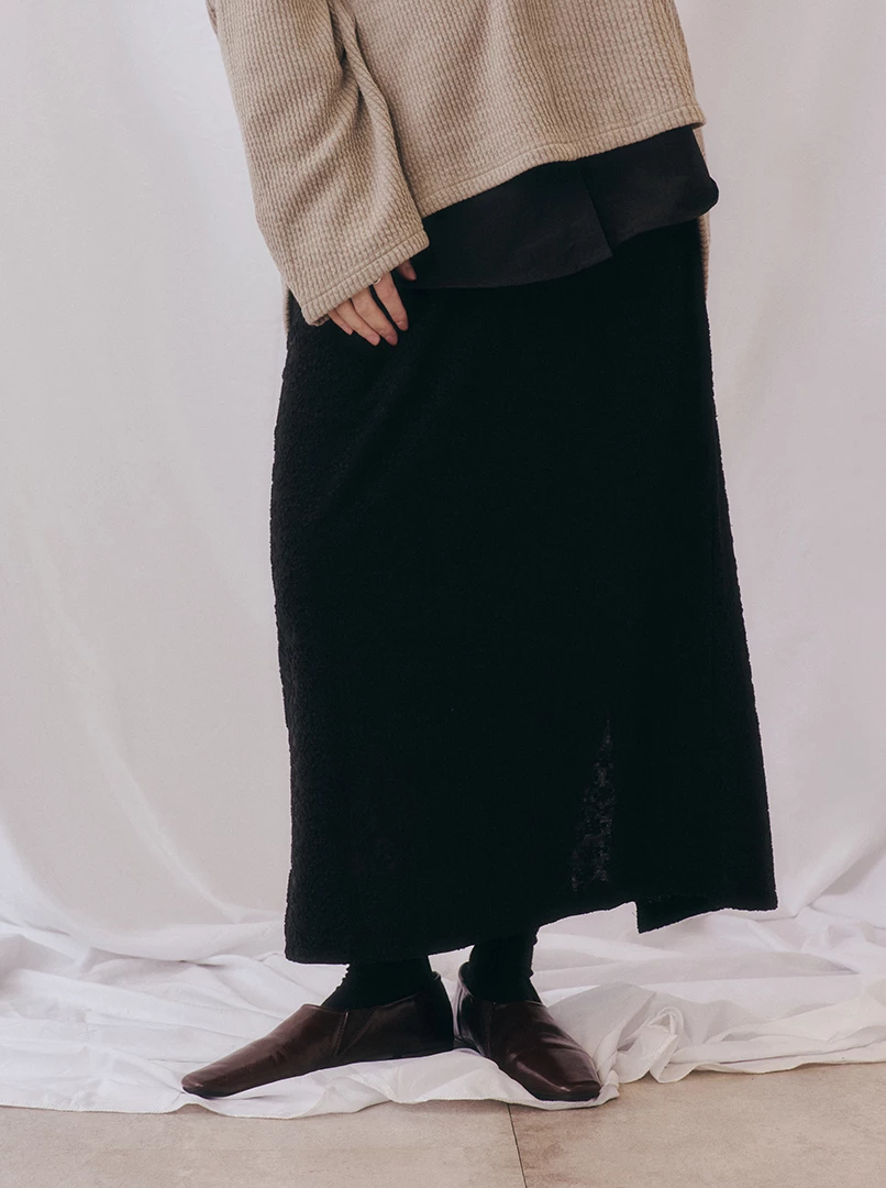 燒花鬆緊修身長裙