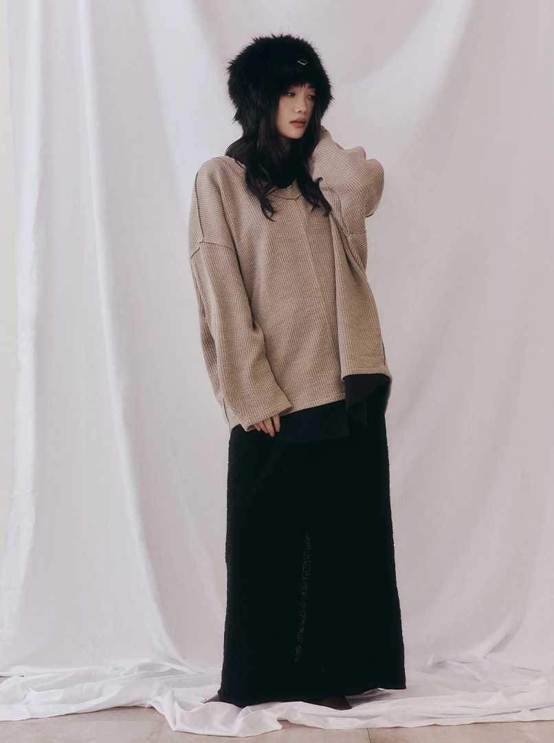 燒花鬆緊修身長裙