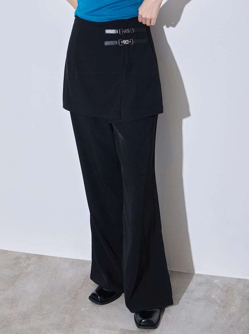 假兩件皮環長褲