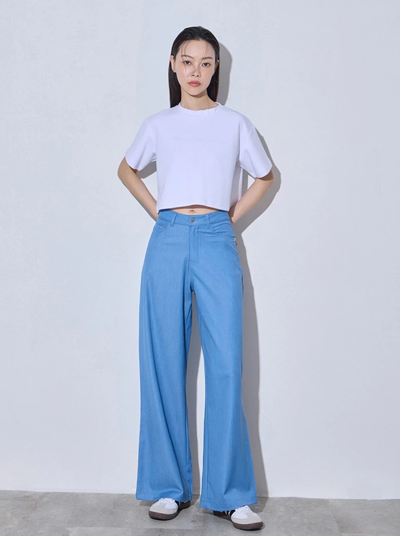 棉質修身直筒長褲