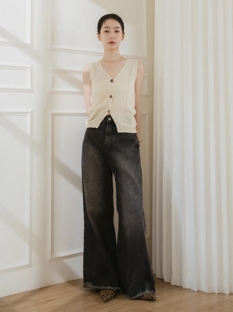 仿舊黑灰刷色牛仔褲