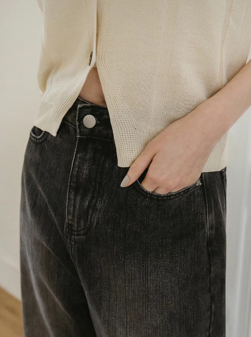 仿舊黑灰刷色牛仔褲