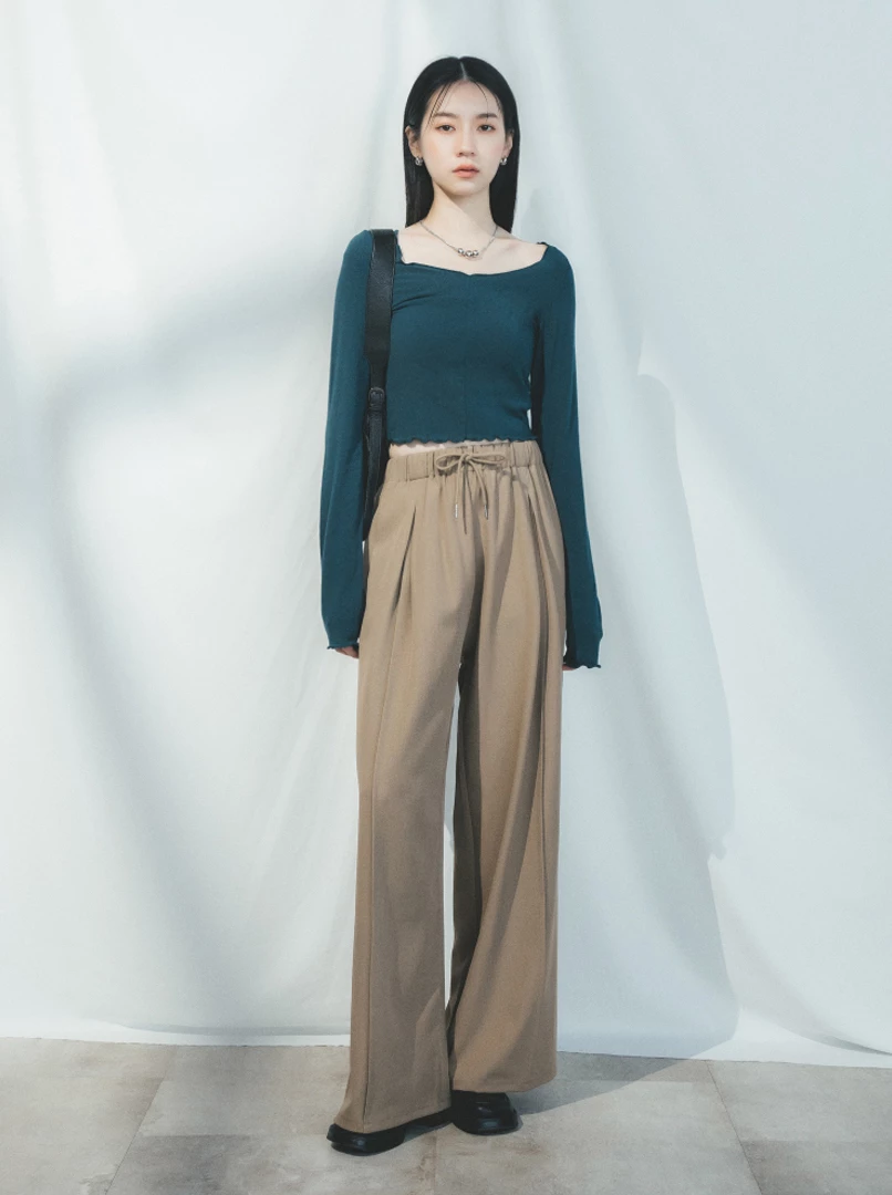 寬鬆綁帶抽繩長褲