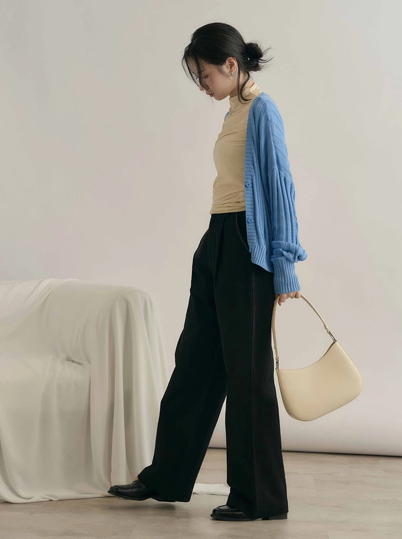 撞色車線直筒褲