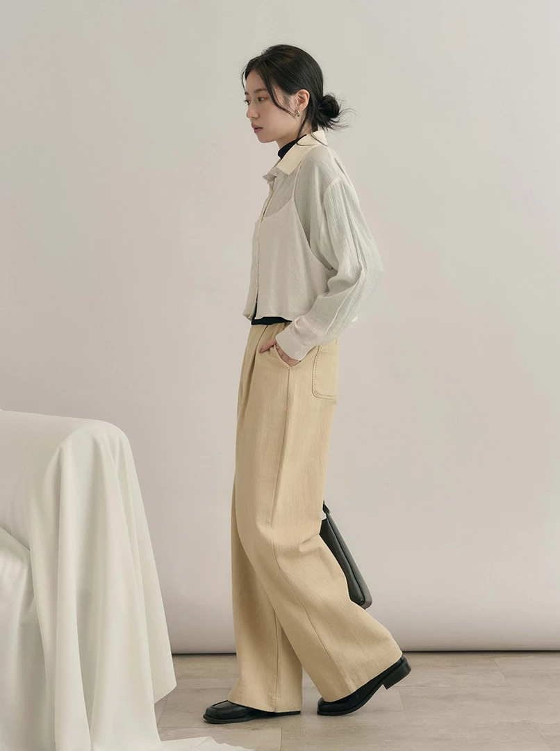 撞色車線直筒褲