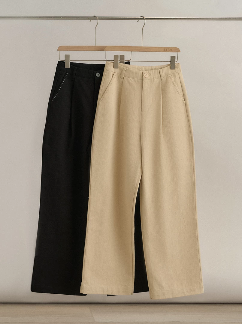 撞色車線直筒褲