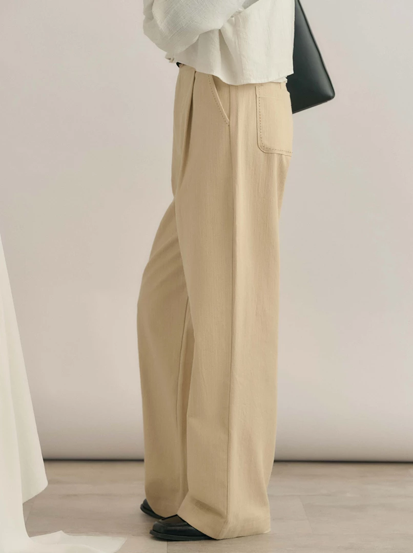 撞色車線直筒褲