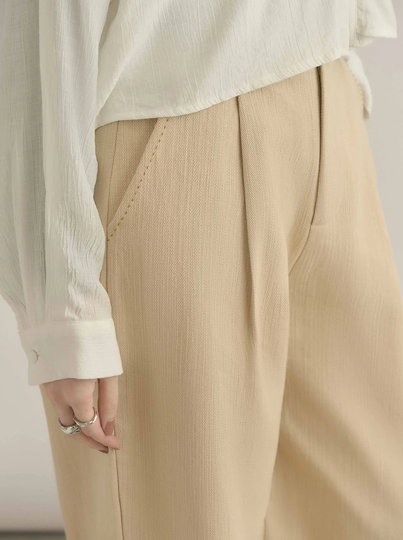 撞色車線直筒褲