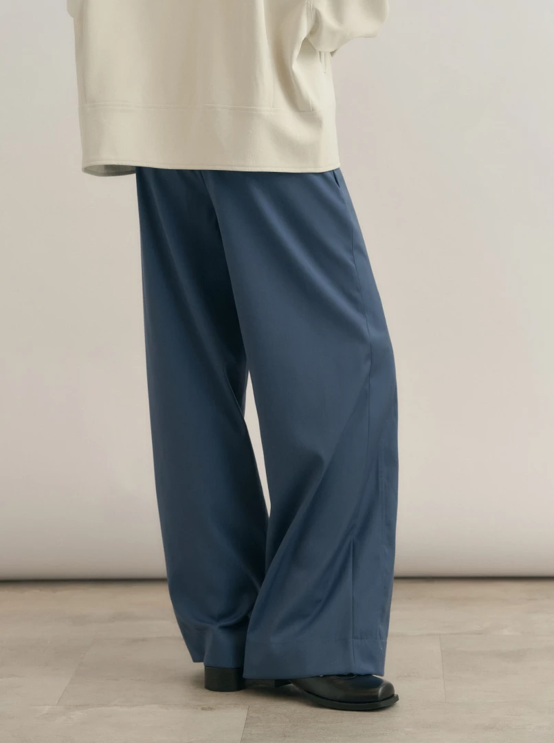 雙腰帶設計直筒西裝褲'