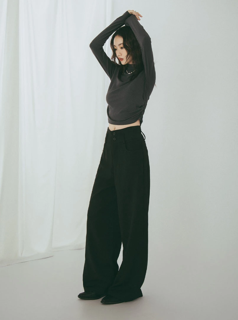 寬腰頭雙釦西裝褲