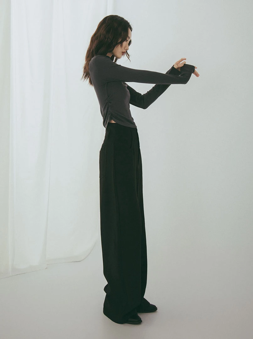 寬腰頭雙釦西裝褲