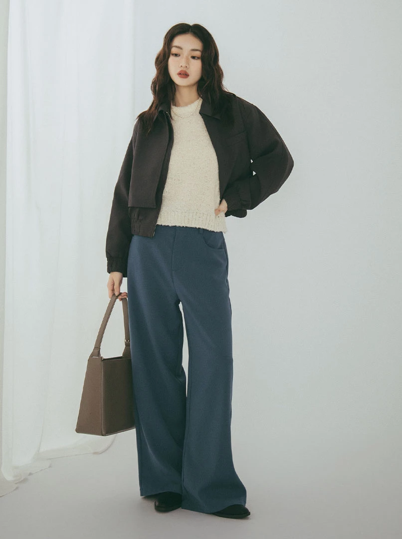 寬腰頭雙釦西裝褲