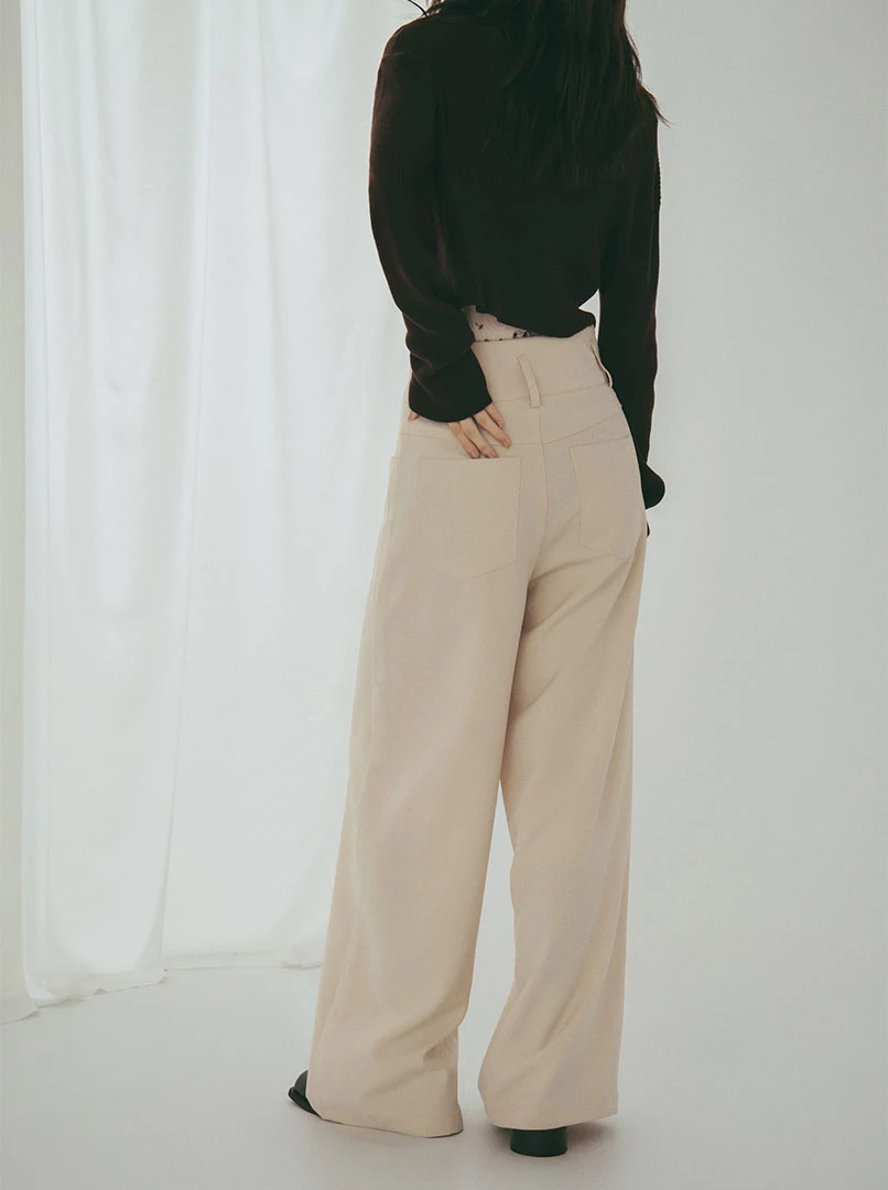 寬腰頭雙釦西裝褲