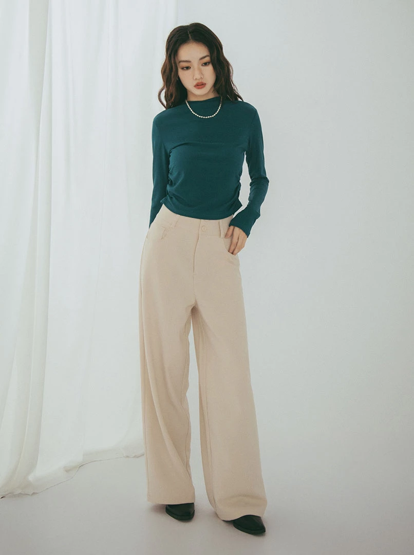 寬腰頭雙釦西裝褲