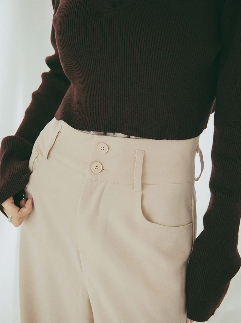 寬腰頭雙釦西裝褲