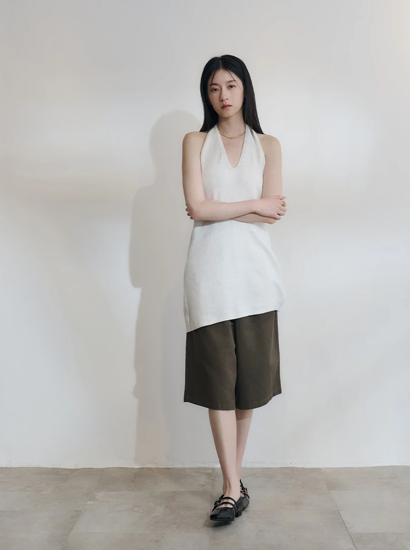 俐落時髦過膝七分褲