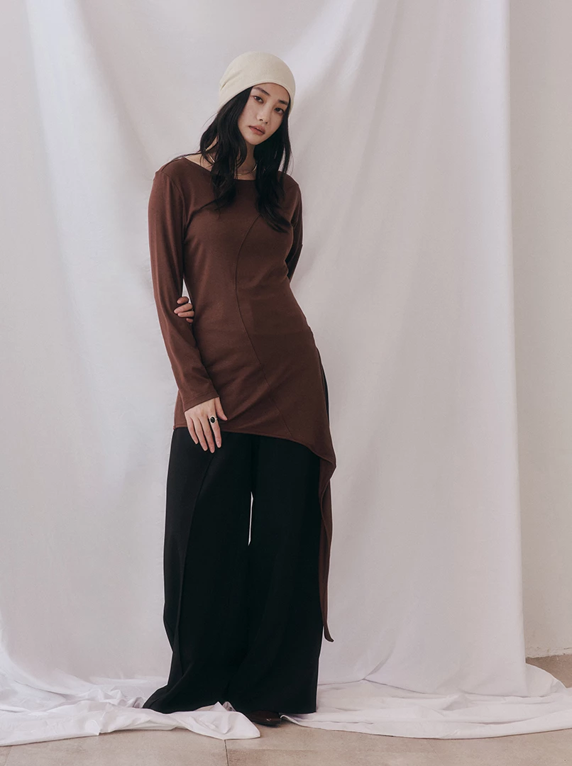 錯位斜釦西裝褲